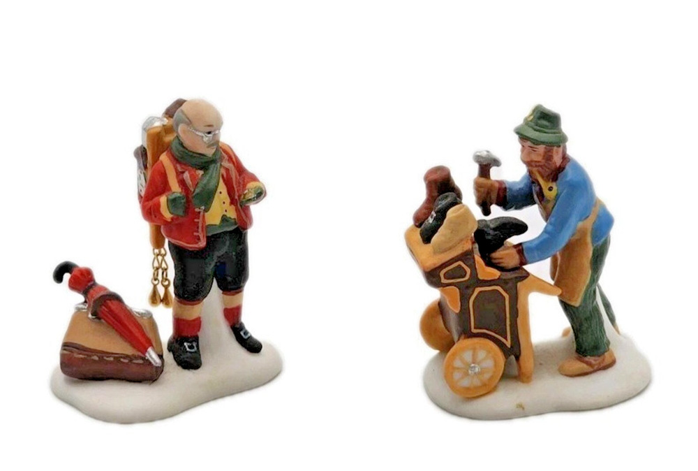 Dept 56 Heritage Village Accessories Cobbler and Clock Peddler 5839-4